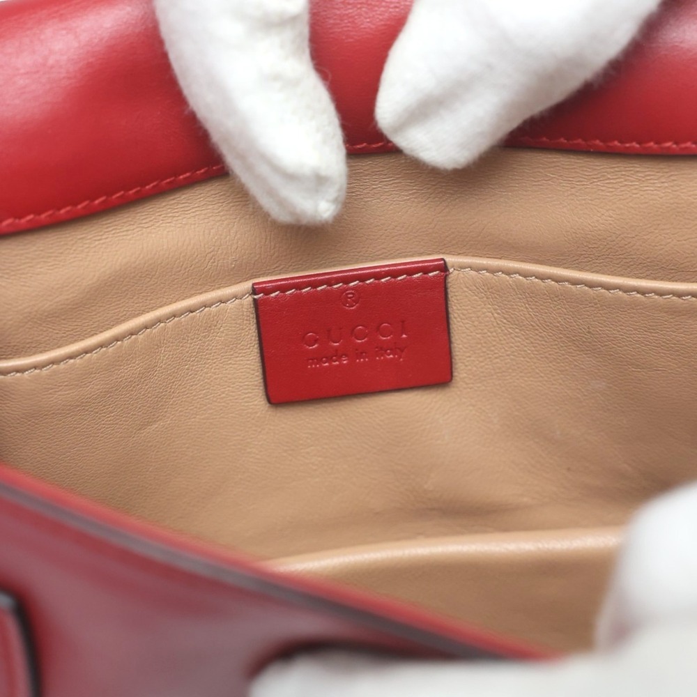 GUCCI Red Pearl Leather Shoulder Bag - Picture 13 of 14